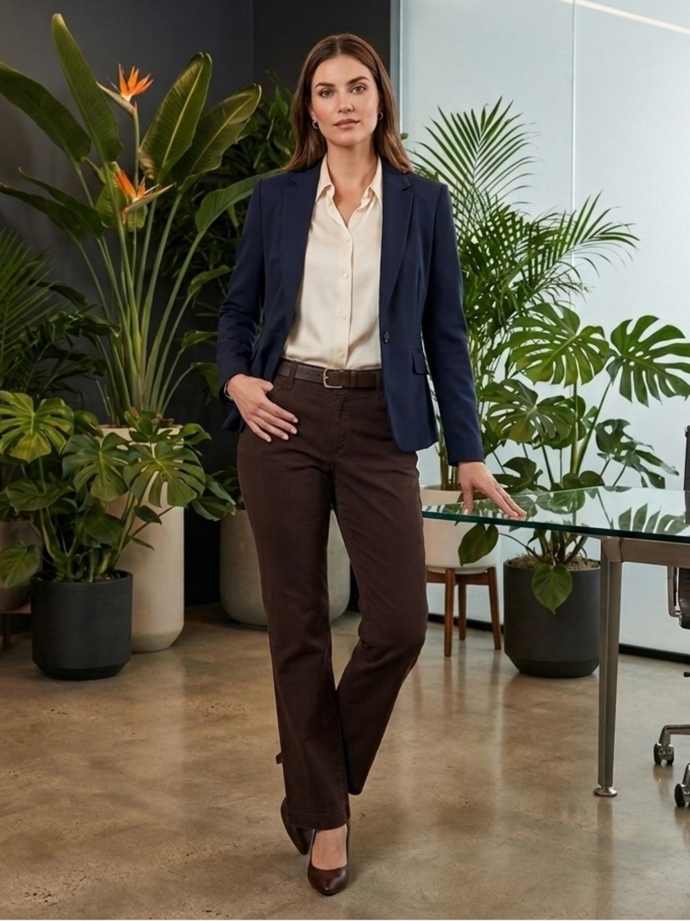 Lee Women's Dark Brown Straight-Leg Trousers